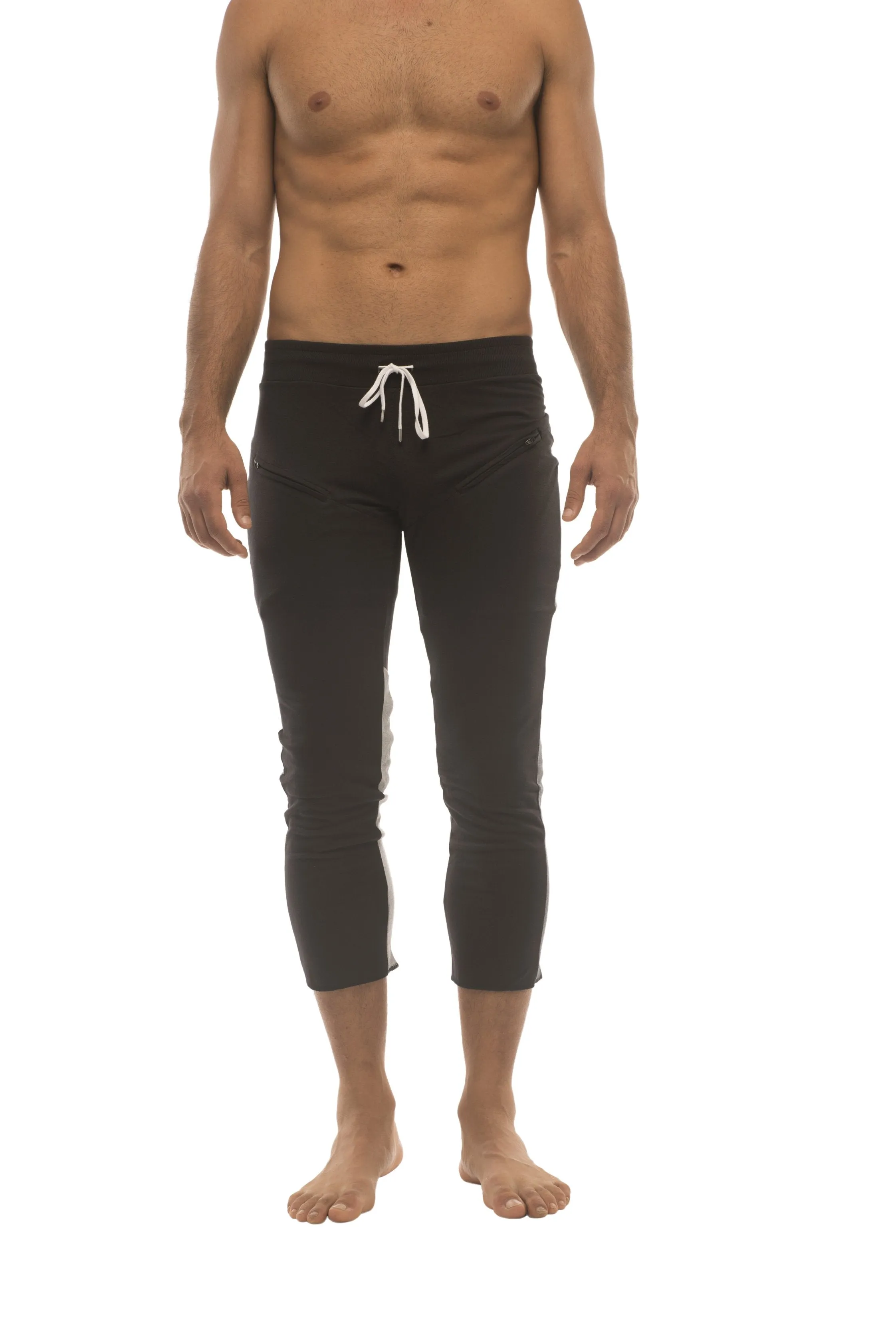 4/5 Zipper Pocket Capri Yoga Pants (Black w/Charcoal & GREY)