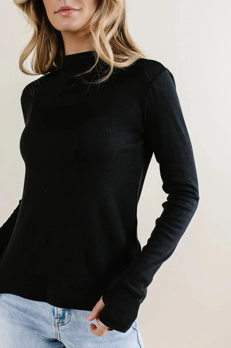 Alani Mock Neck Top in Black - FINAL SALE