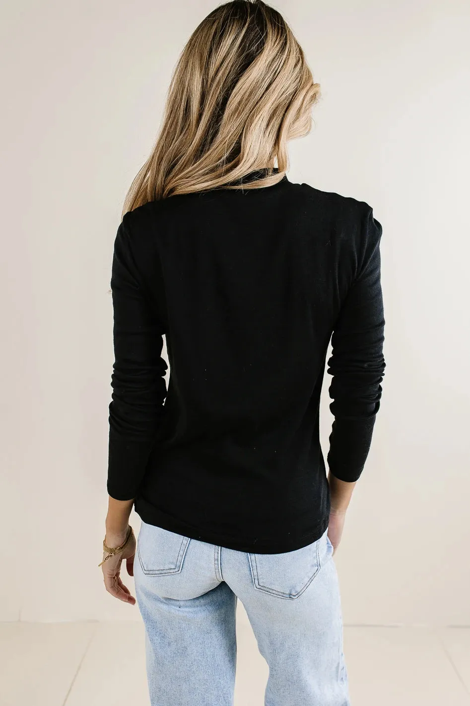 Alani Mock Neck Top in Black - FINAL SALE