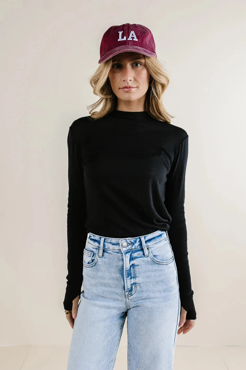 Alani Mock Neck Top in Black - FINAL SALE