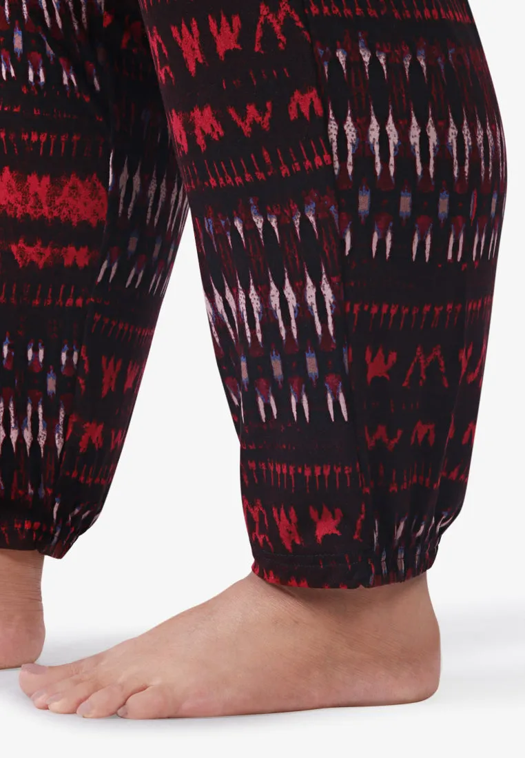 Amabel Soft Printed Lounge Jogger Pants - Red Black