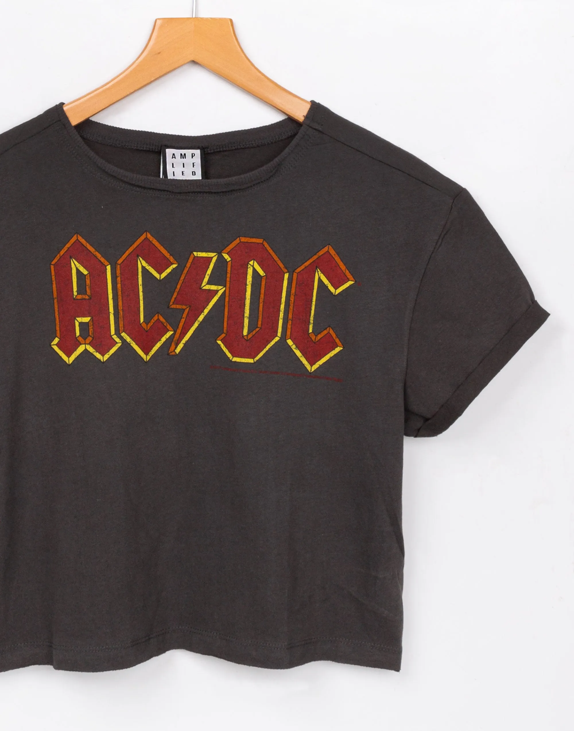 Amplified AC/DC Logo Womens Cropped T-Shirt