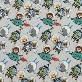 Animals Space on Gray 1 mil PUL Fabric - Made in the USA