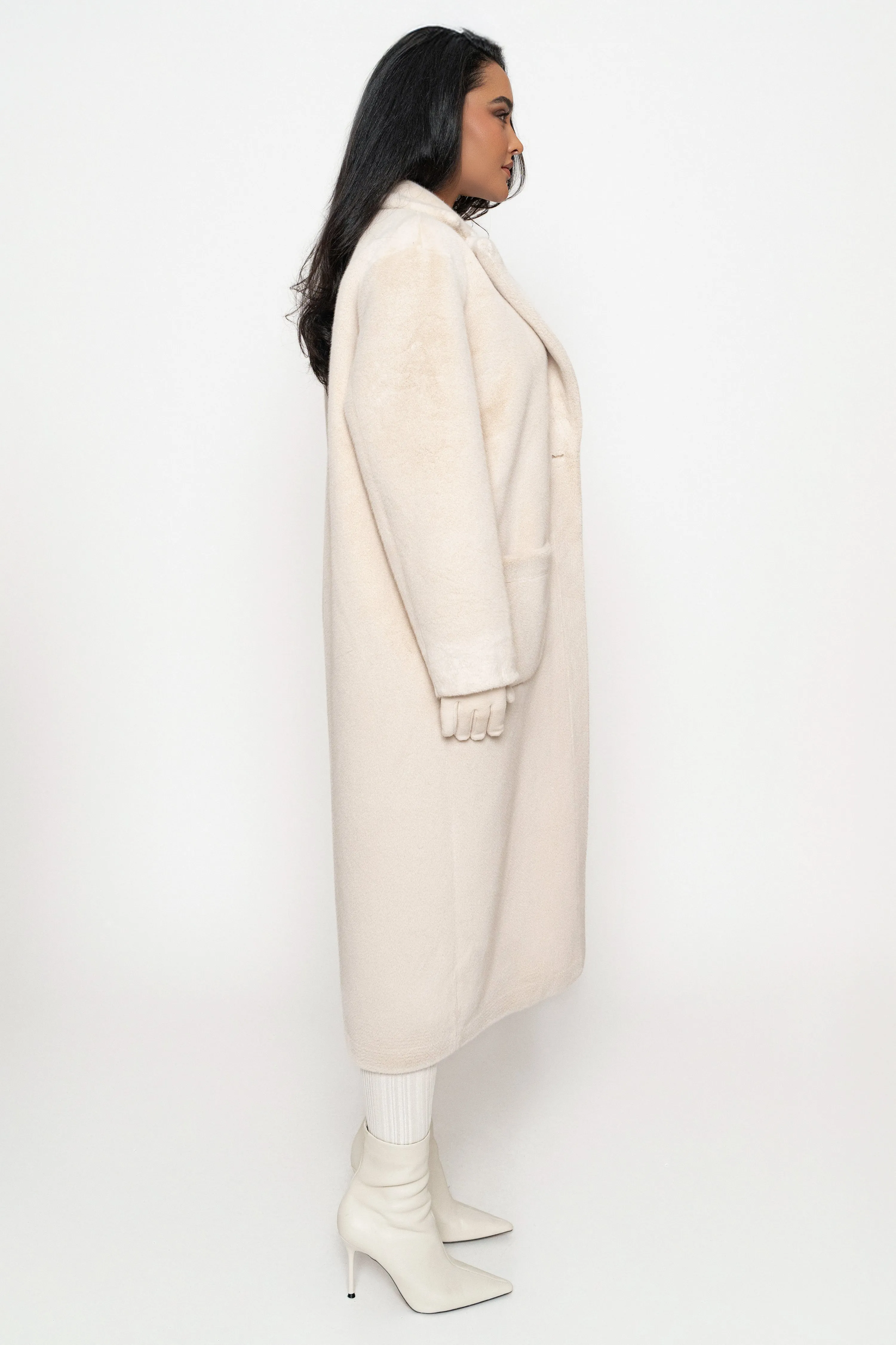 Beige Thelma Reversible Suede Coat