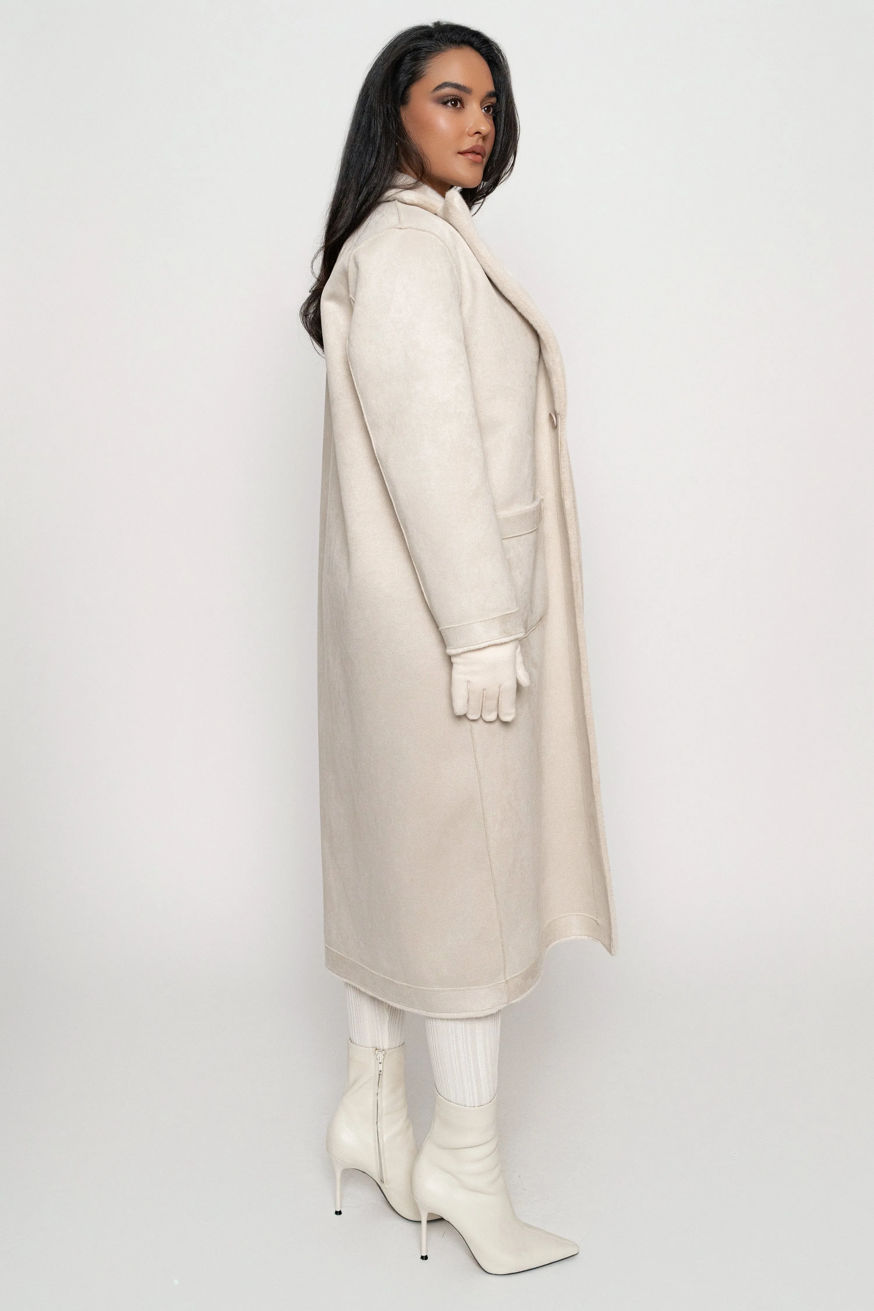 Beige Thelma Reversible Suede Coat