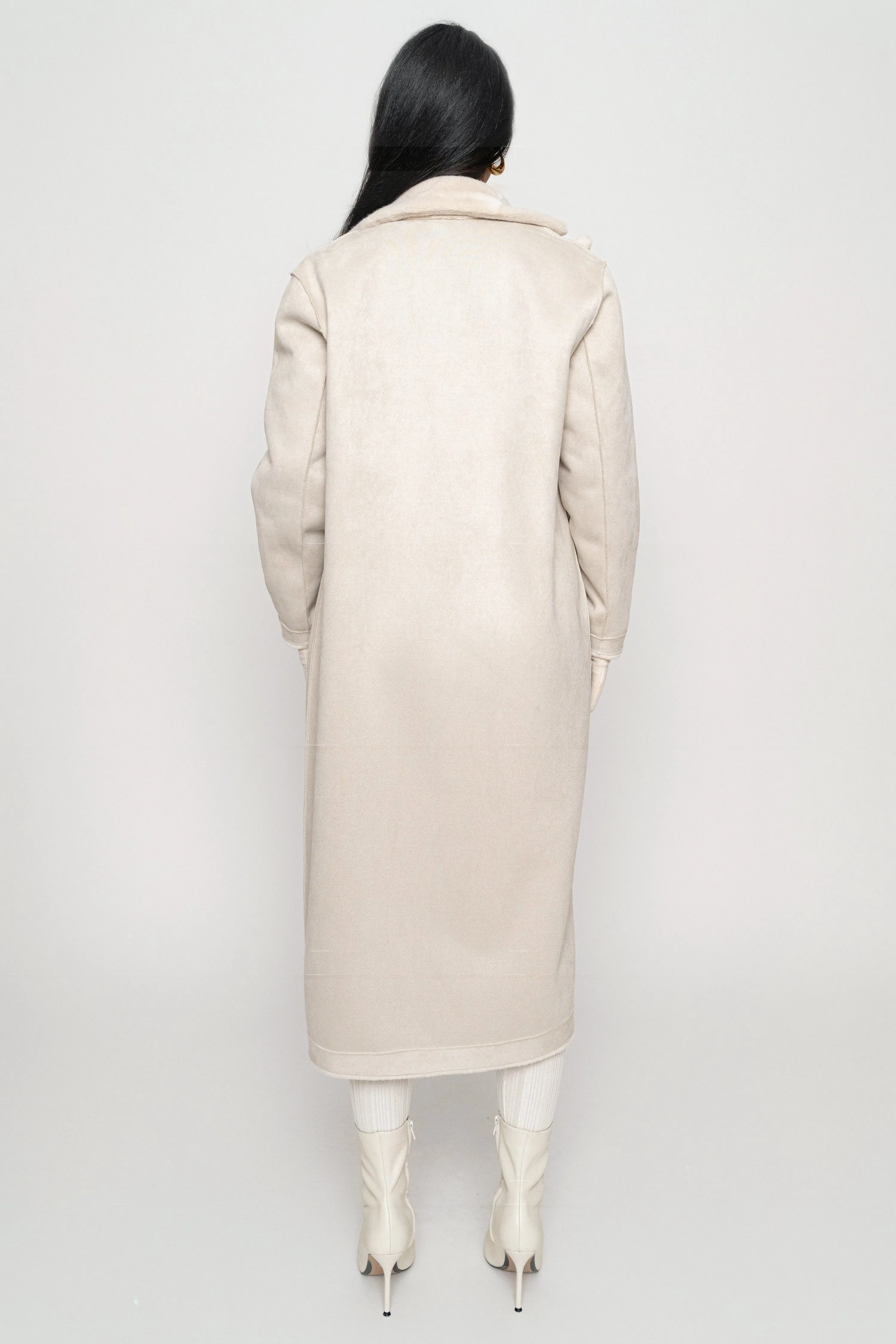 Beige Thelma Reversible Suede Coat