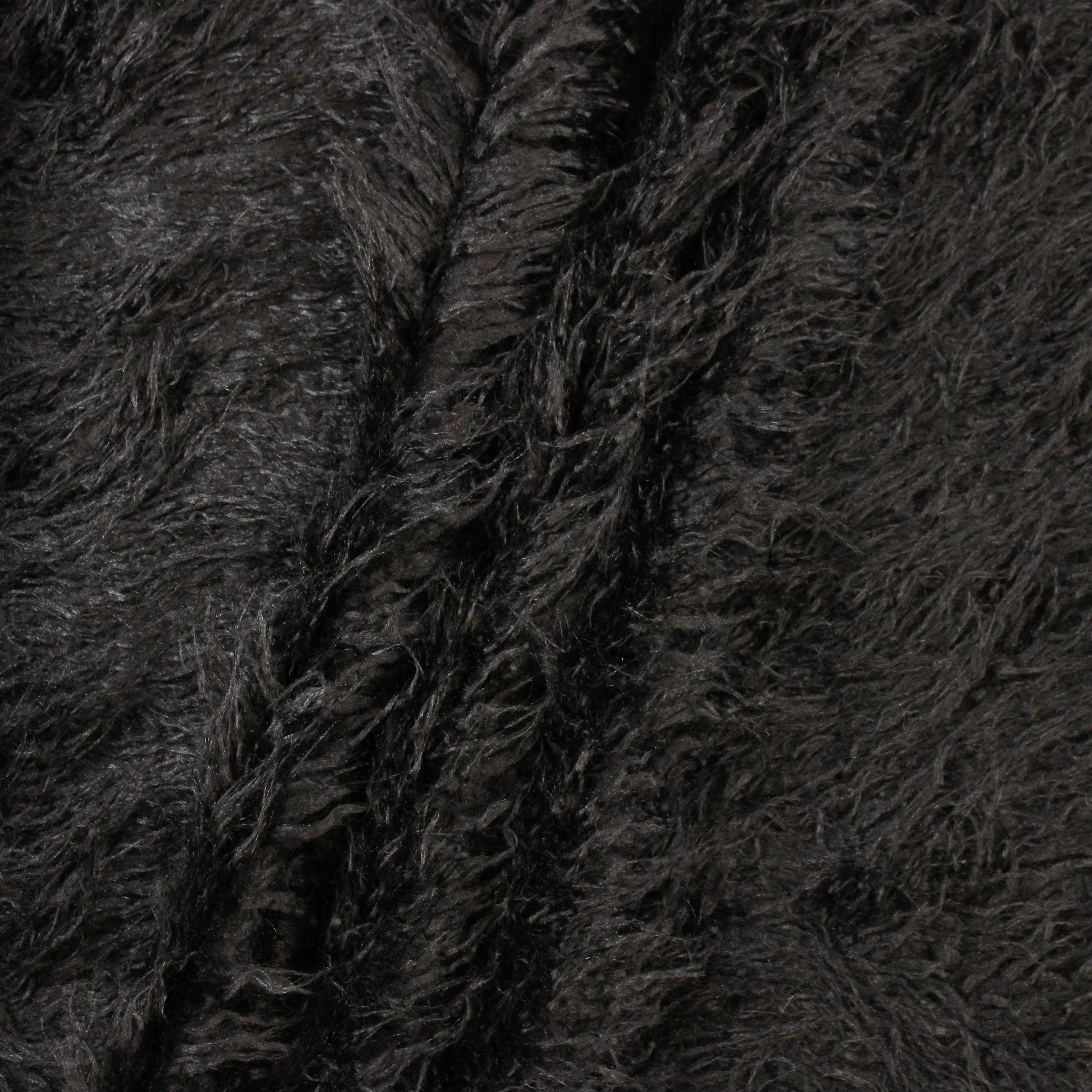 BLACK LONG PILE FAUX FUR