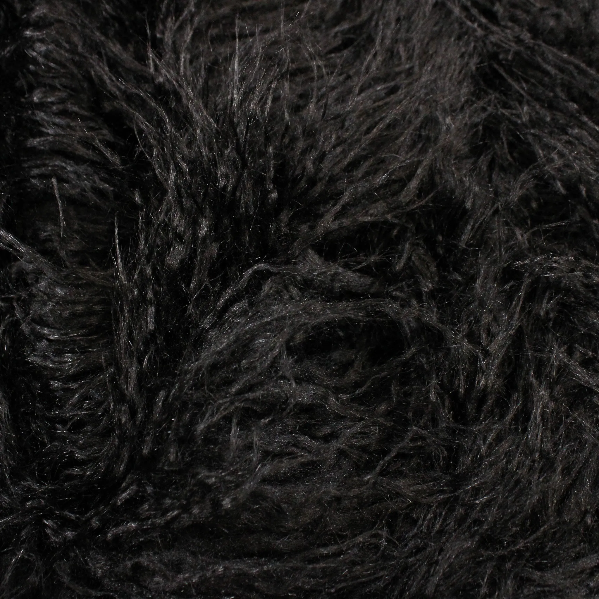 BLACK LONG PILE FAUX FUR