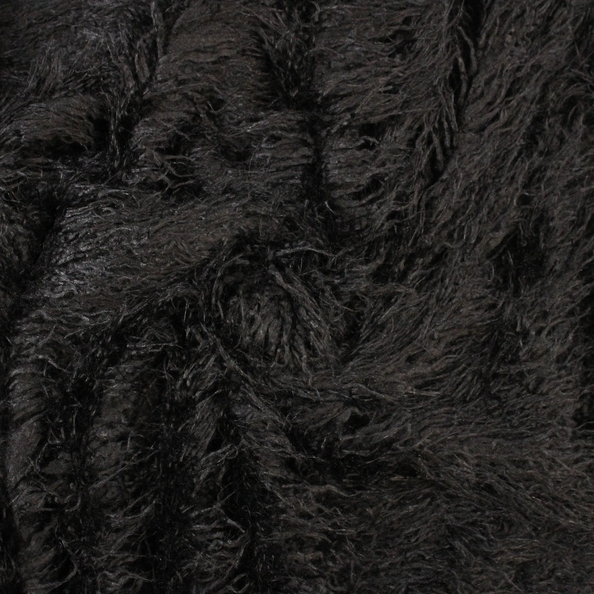 BLACK LONG PILE FAUX FUR