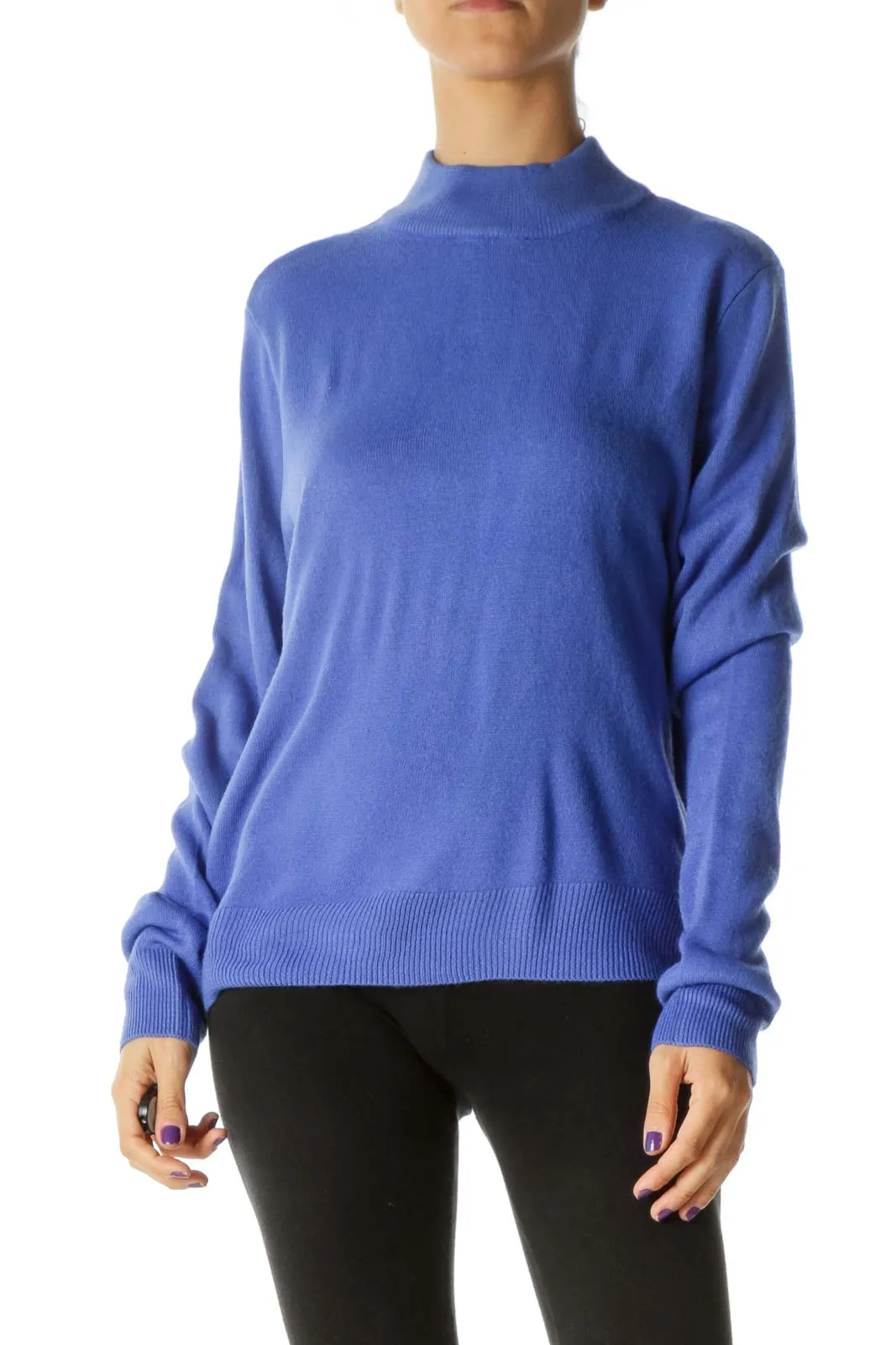 Blue Mock Neck Sweater