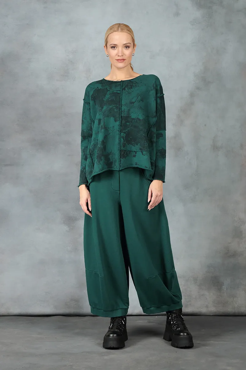 Boxy Emerald Marble Cotton Jumper