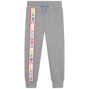 Boys Grey Verical Logo Jogging Bottoms