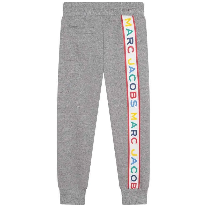 Boys Grey Verical Logo Jogging Bottoms