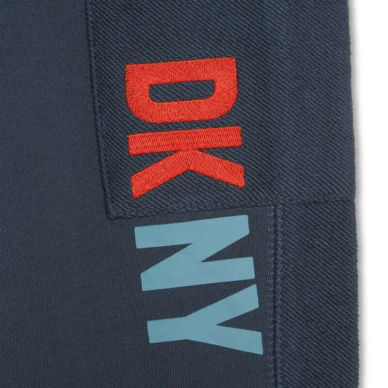 Boys Navy Multi Logo Jogging Bottoms