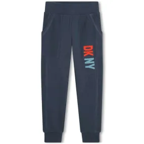 Boys Navy Multi Logo Jogging Bottoms