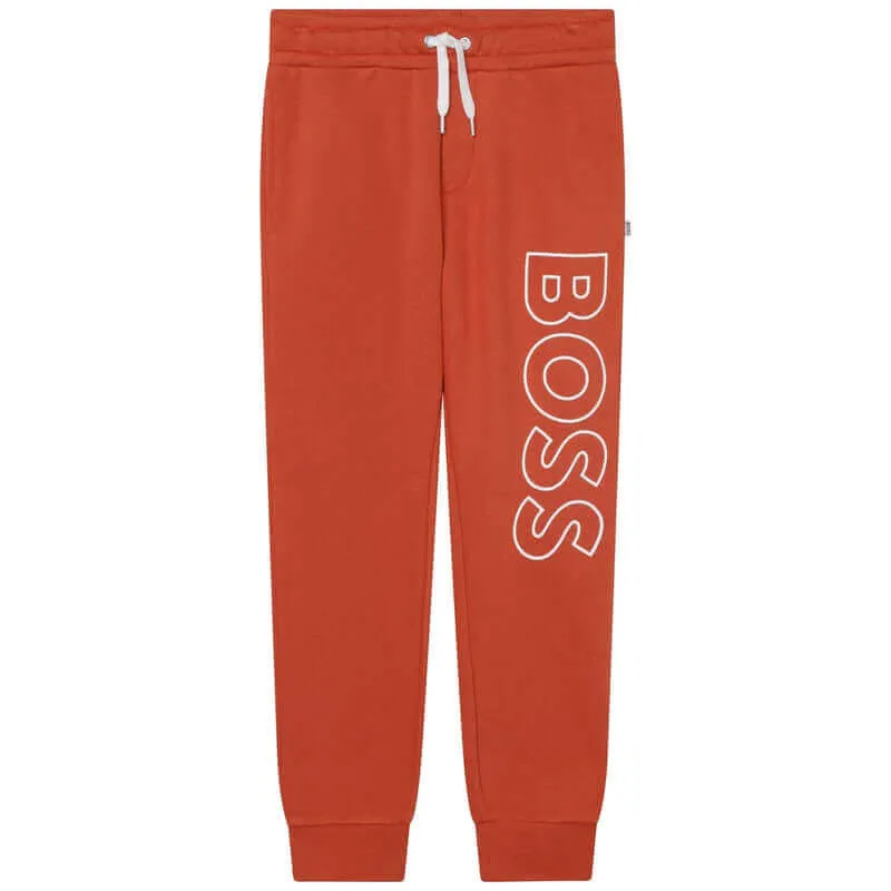 Boys Orange Logo Jogging Bottoms