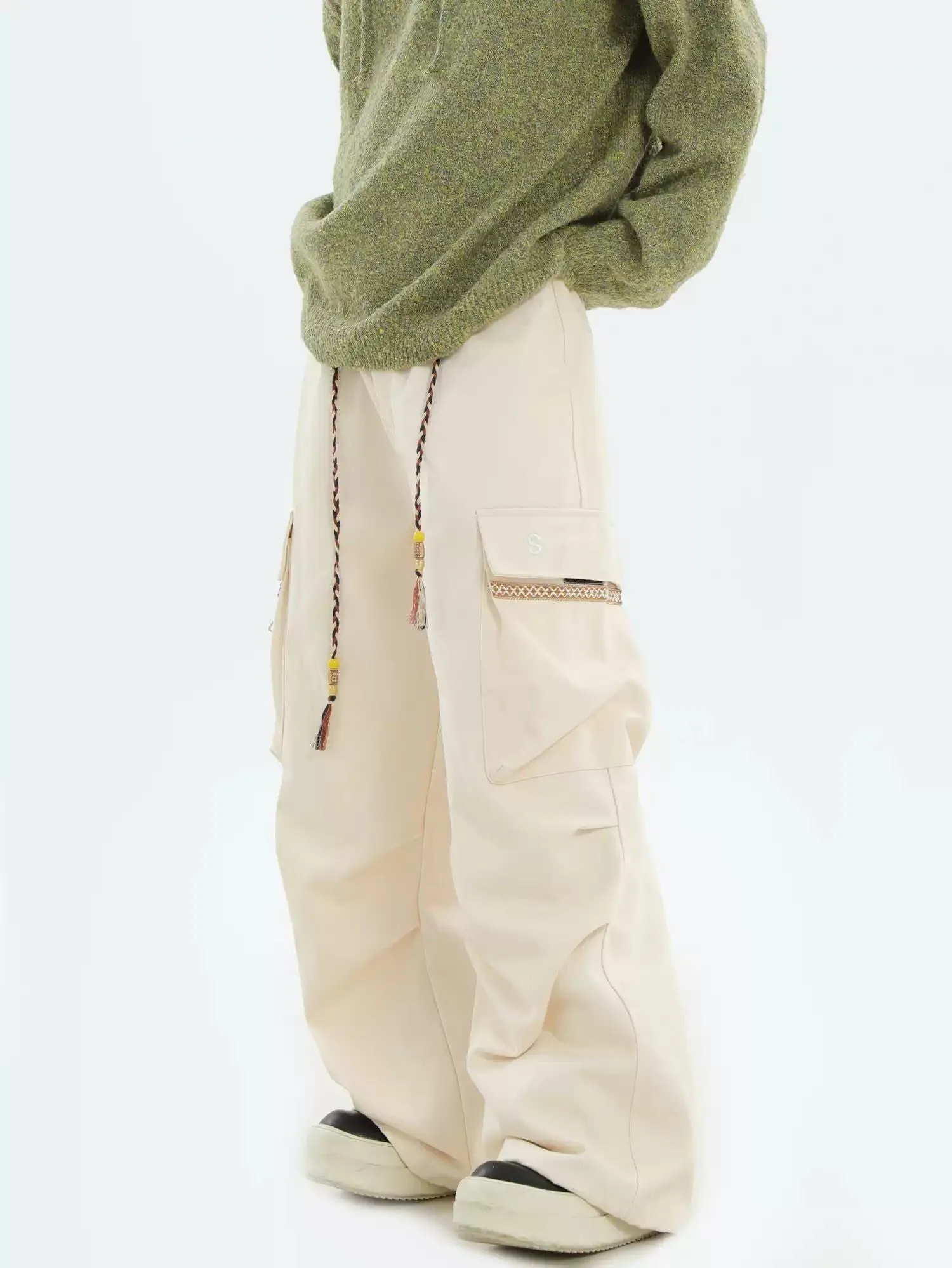 Braided Drawstring Cargo Pants