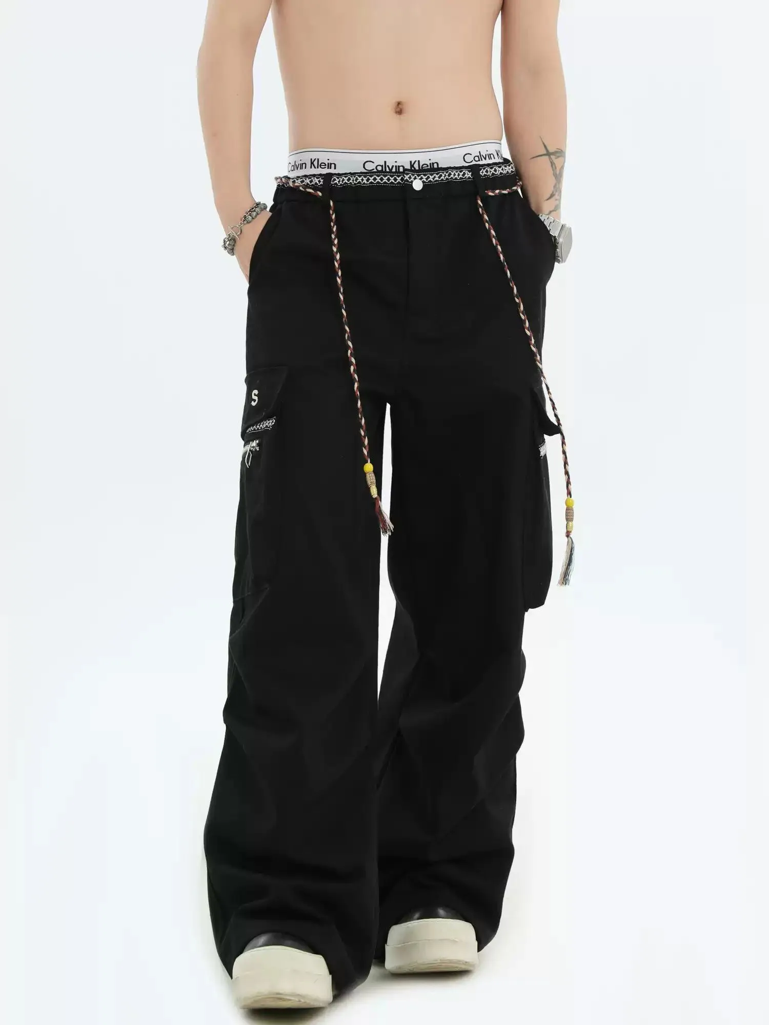 Braided Drawstring Cargo Pants