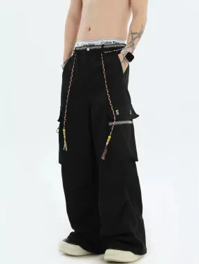 Braided Drawstring Cargo Pants