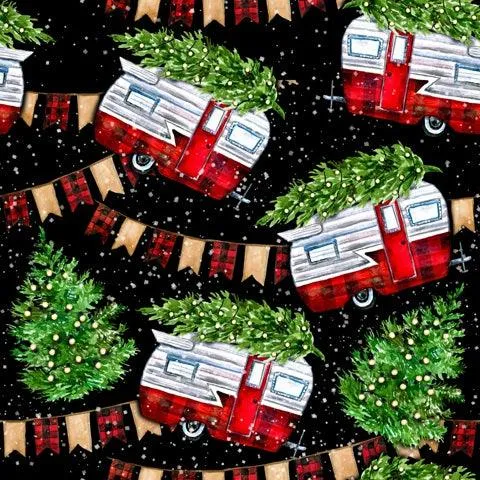 Christmas Tree Campers 1 mil PUL Fabric - Made in the USA