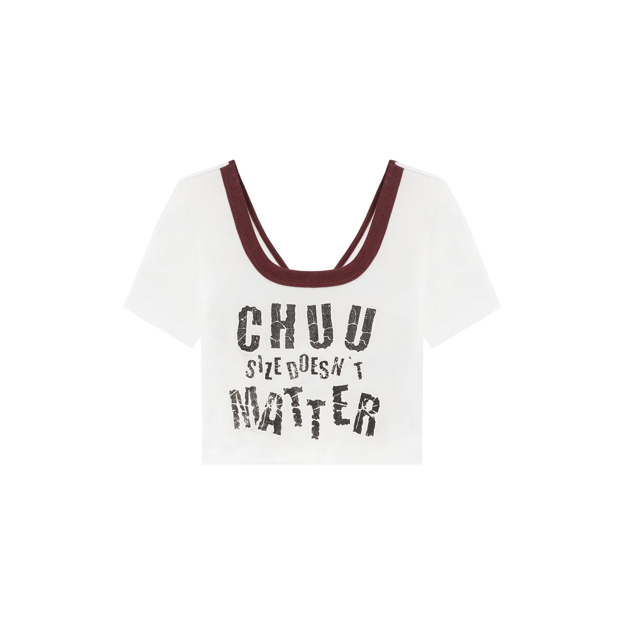 Chuu Size Doesnt Matter U-Neck Cropped T-Shirt