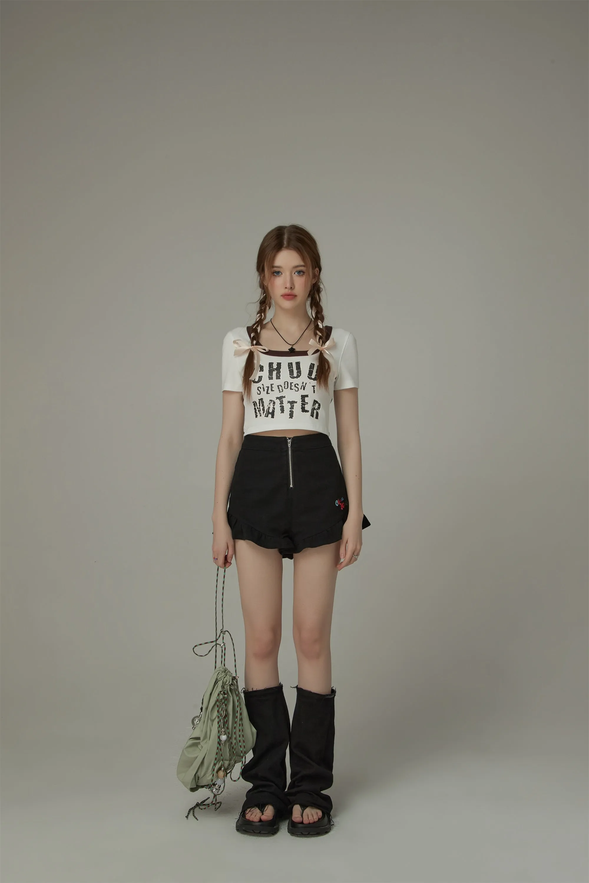 Chuu Size Doesnt Matter U-Neck Cropped T-Shirt