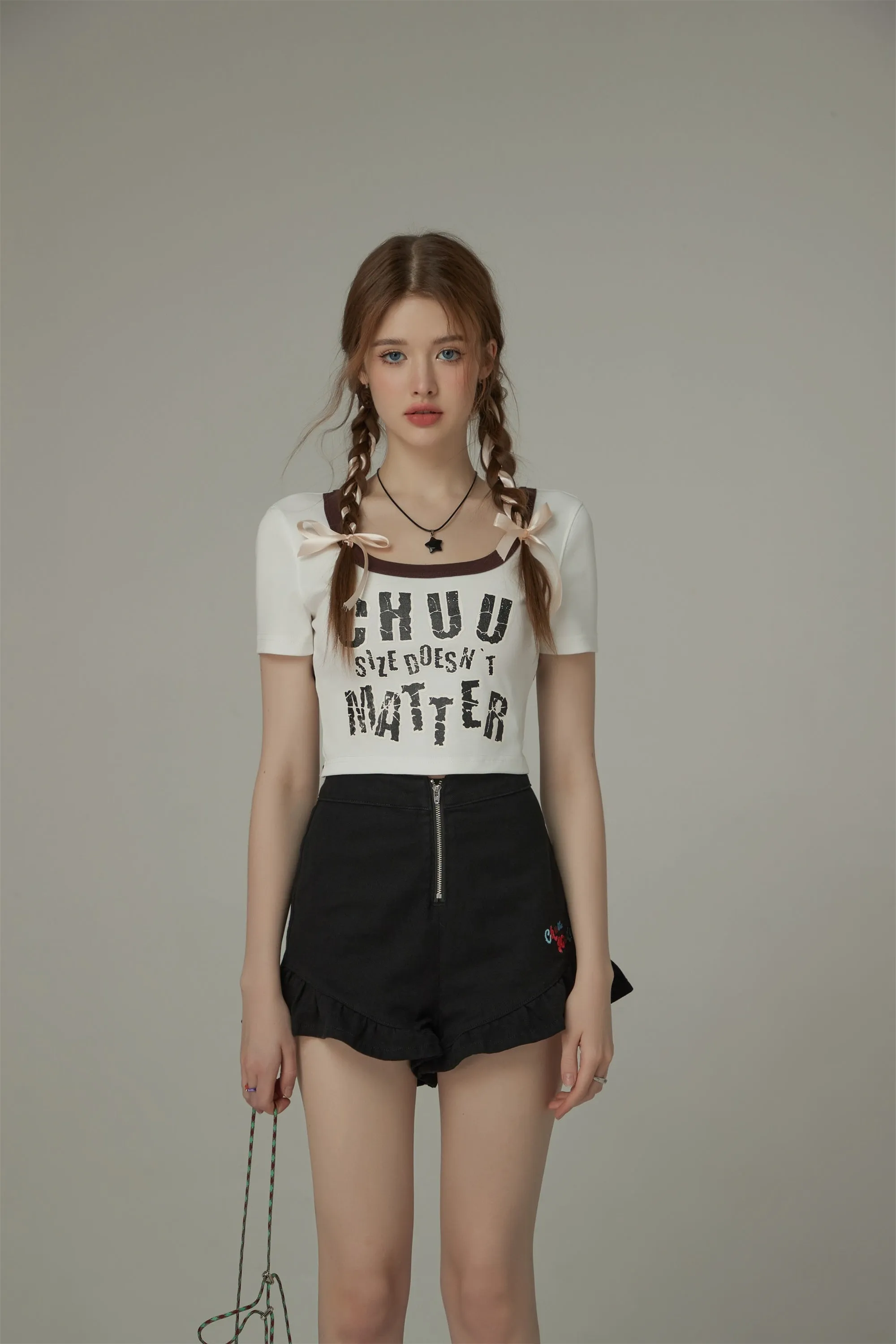 Chuu Size Doesnt Matter U-Neck Cropped T-Shirt