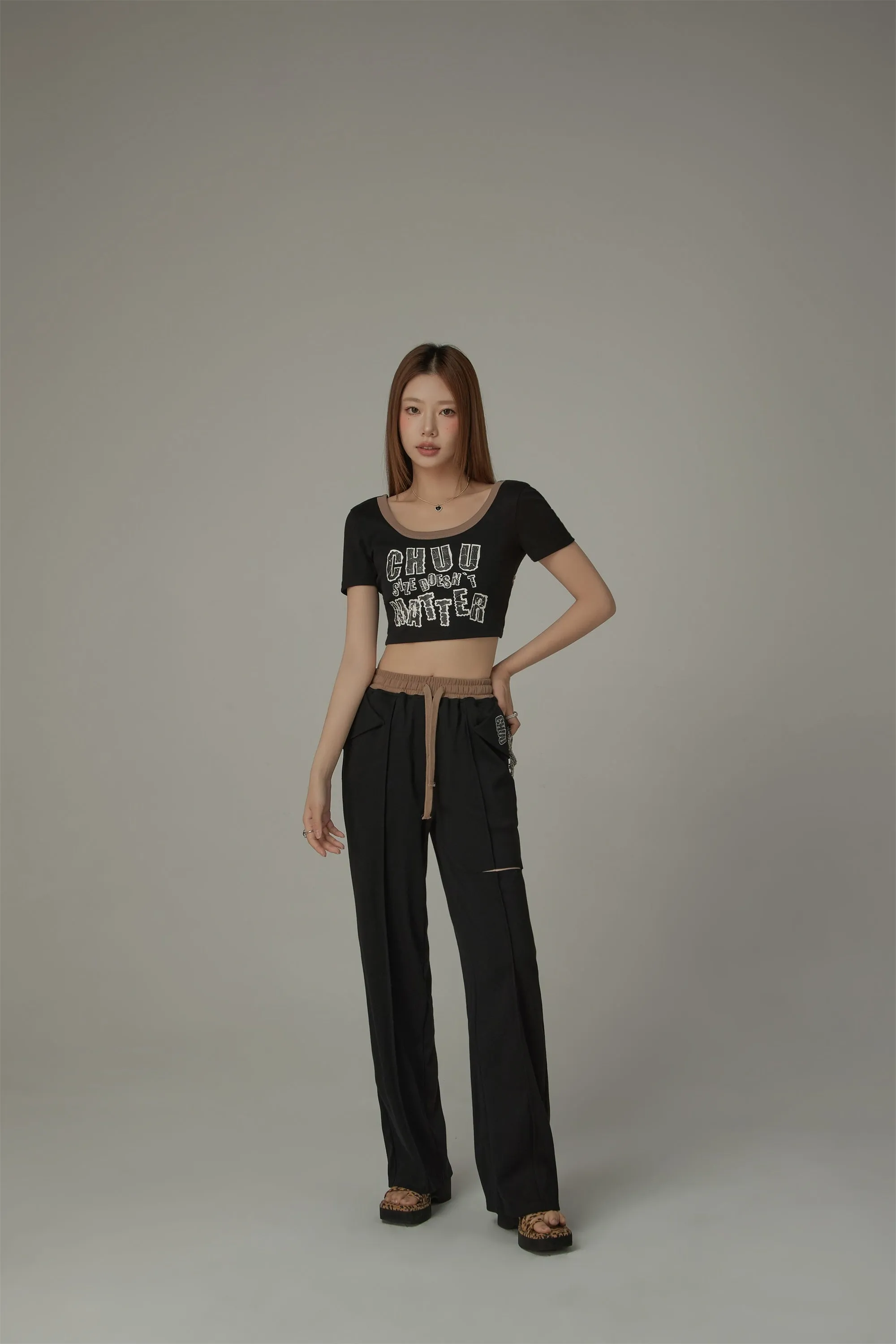 Chuu Size Doesnt Matter U-Neck Cropped T-Shirt