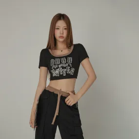 Chuu Size Doesnt Matter U-Neck Cropped T-Shirt