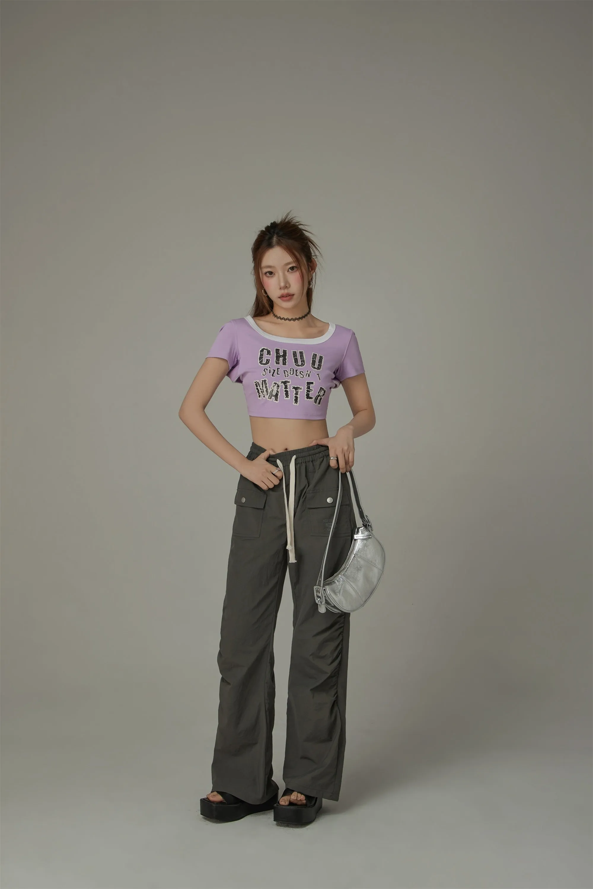 Chuu Size Doesnt Matter U-Neck Cropped T-Shirt