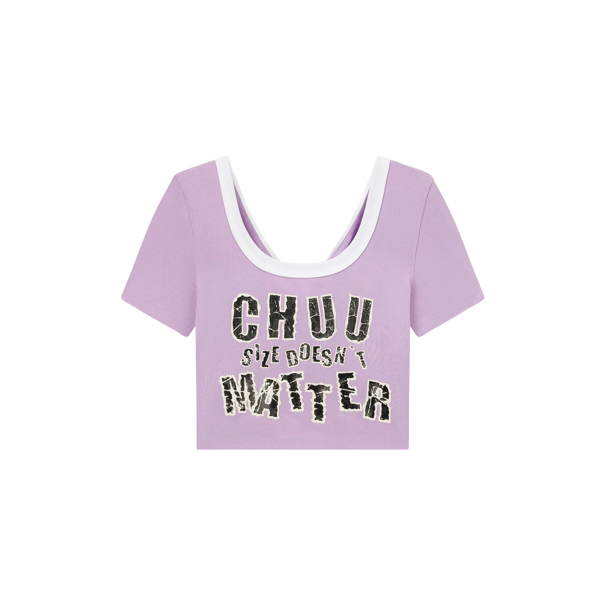 Chuu Size Doesnt Matter U-Neck Cropped T-Shirt