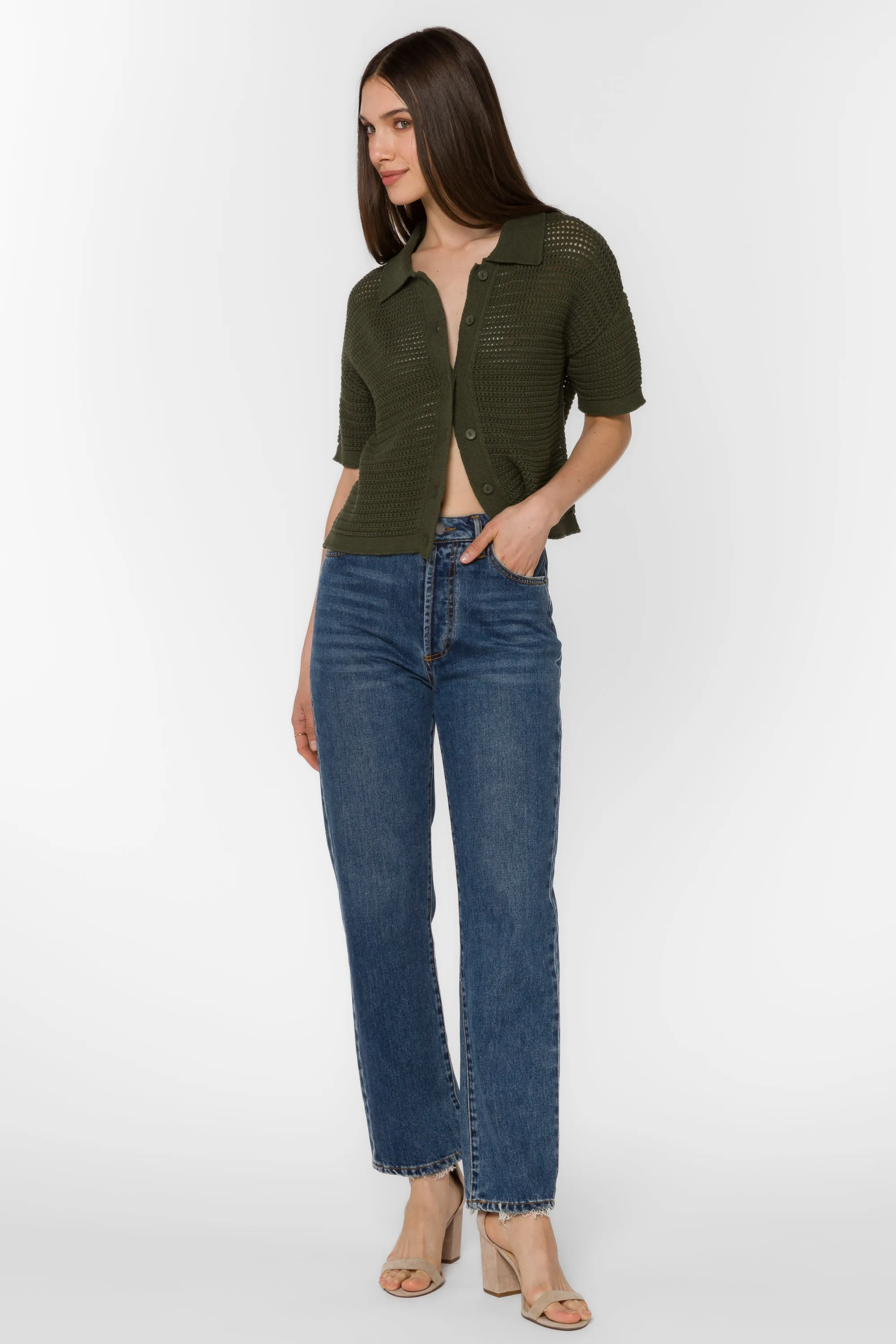 Claudine Military Olive Top