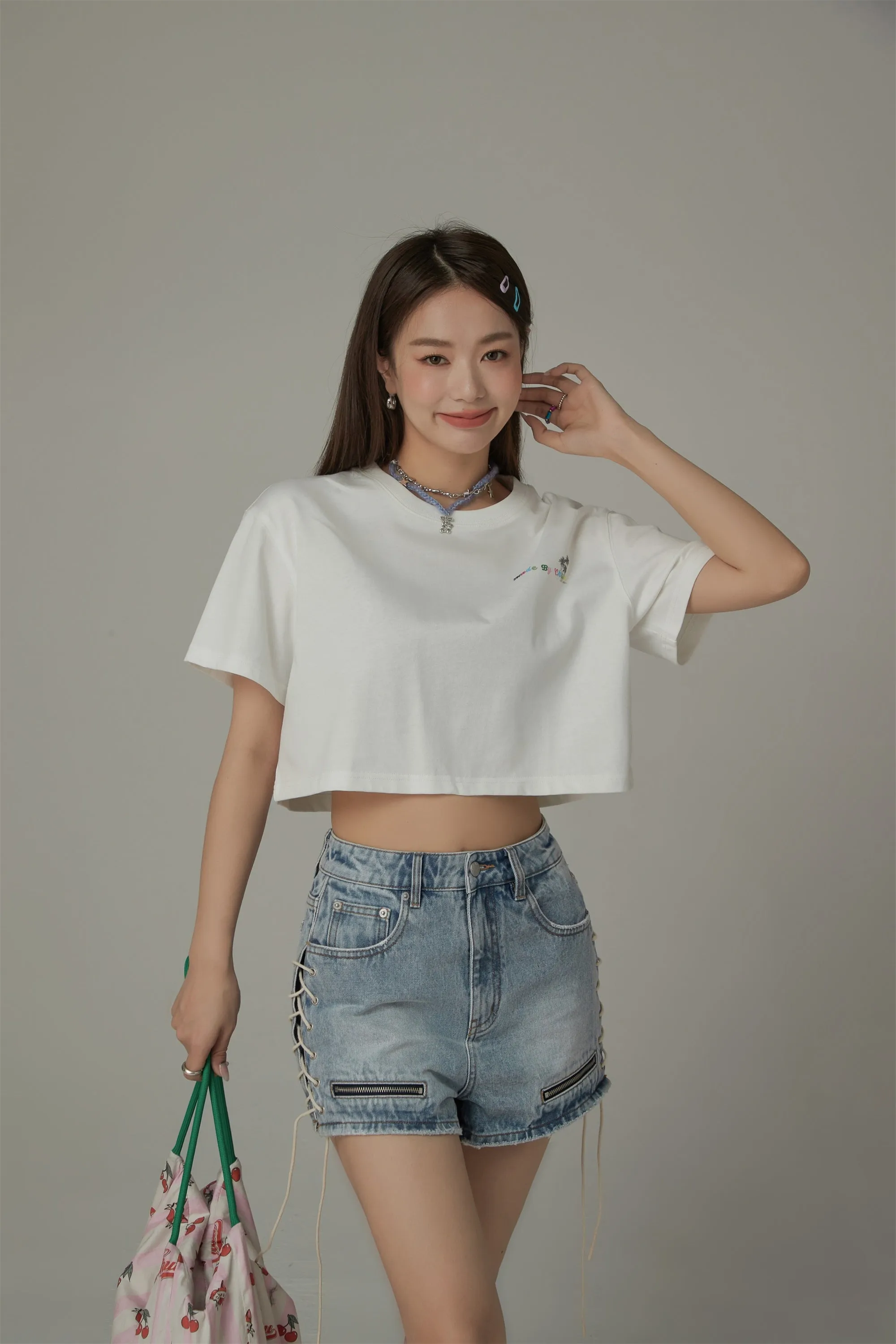 Colored By Chuu Printed Logo Cropped T-Shirt