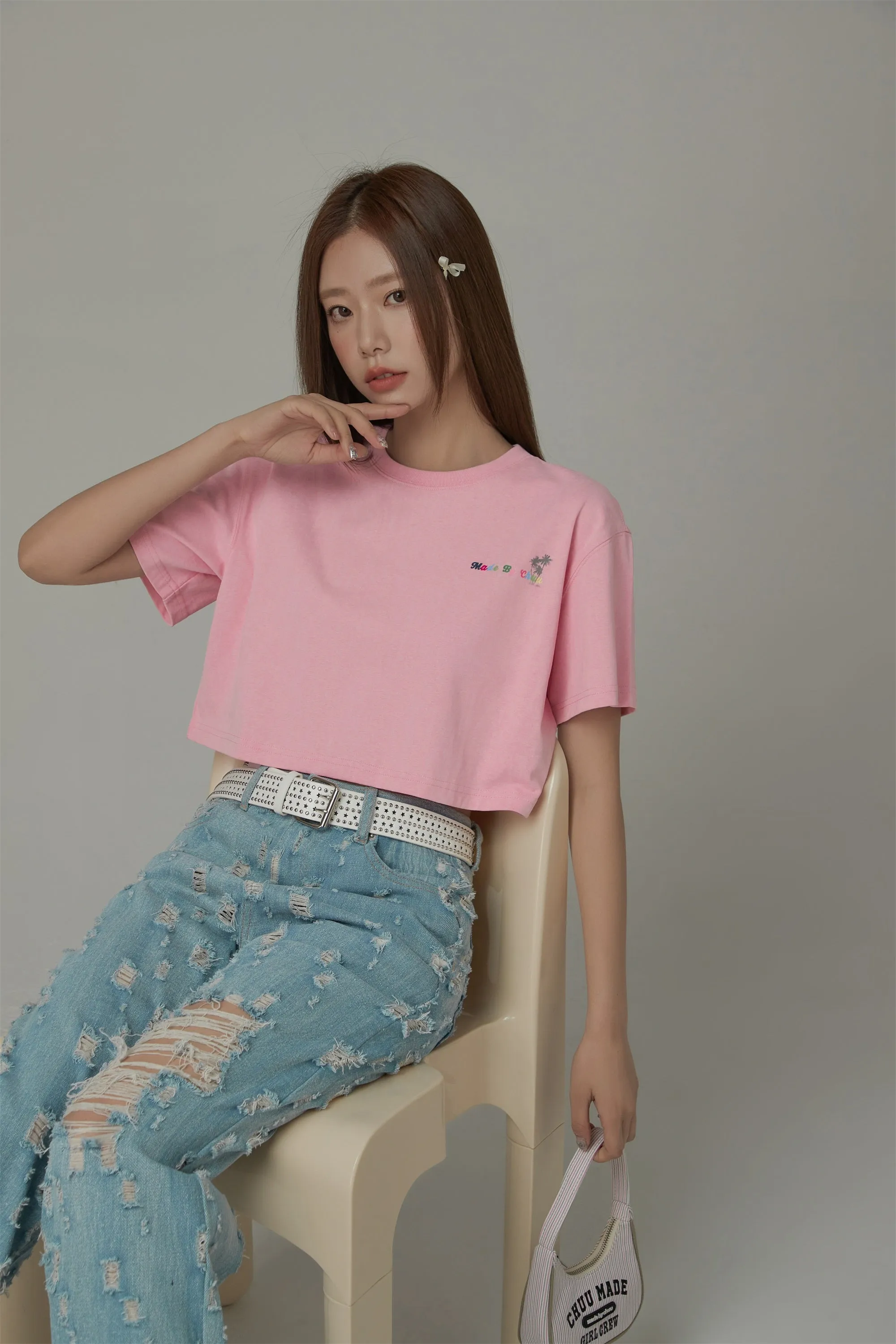 Colored By Chuu Printed Logo Cropped T-Shirt