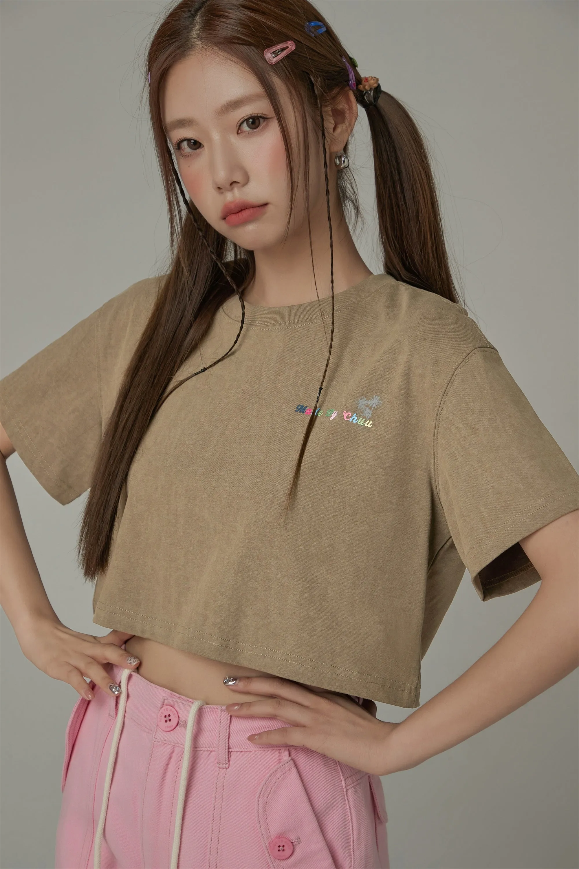 Colored By Chuu Printed Logo Cropped T-Shirt