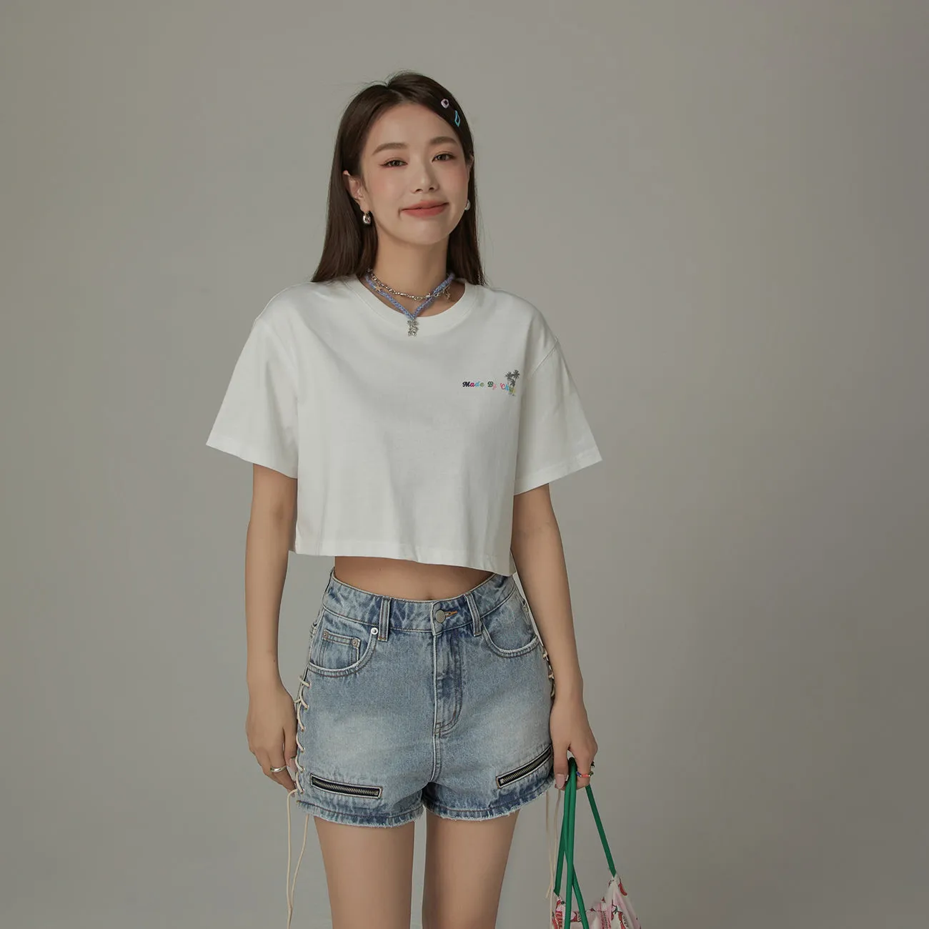 Colored By Chuu Printed Logo Cropped T-Shirt