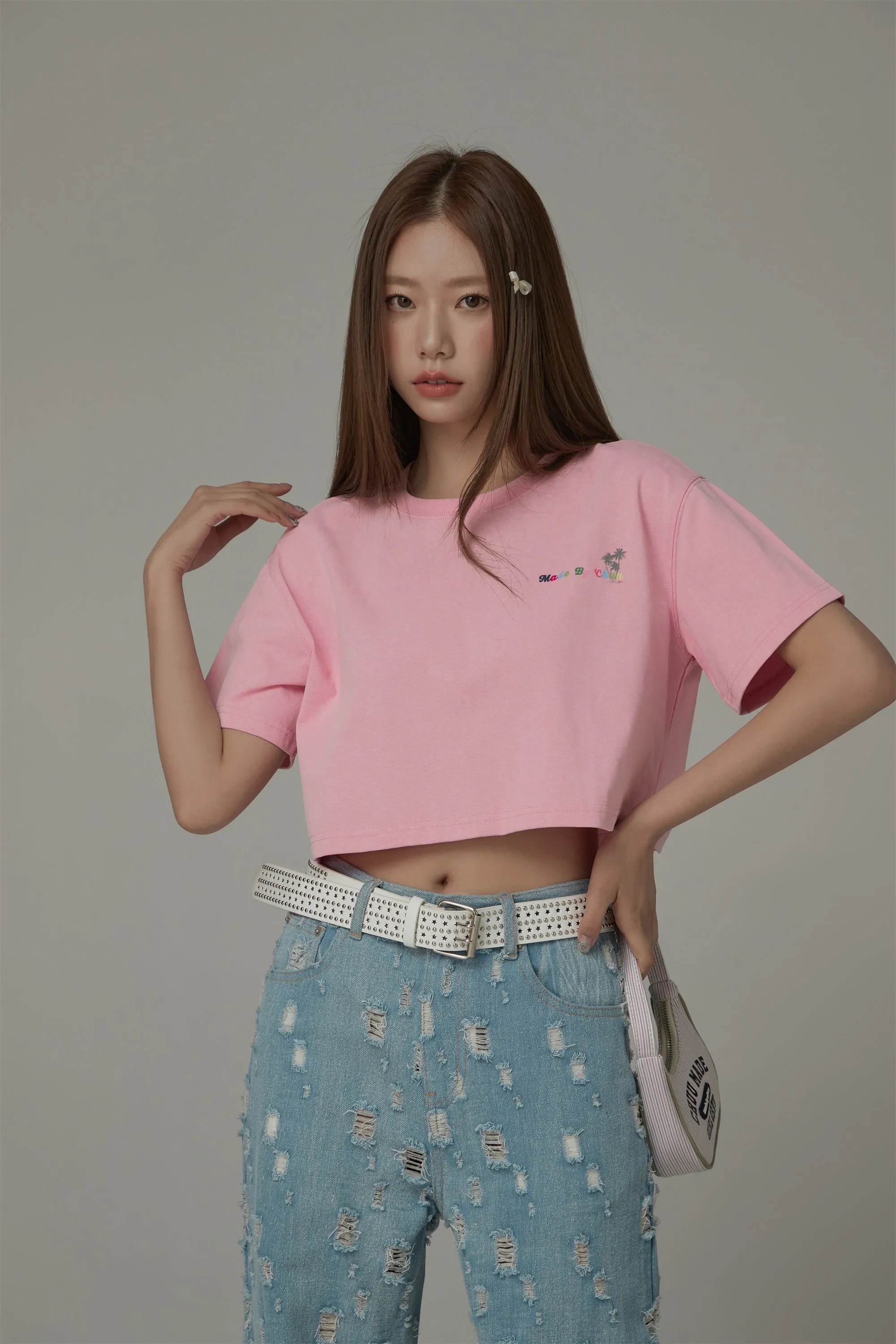 Colored By Chuu Printed Logo Cropped T-Shirt