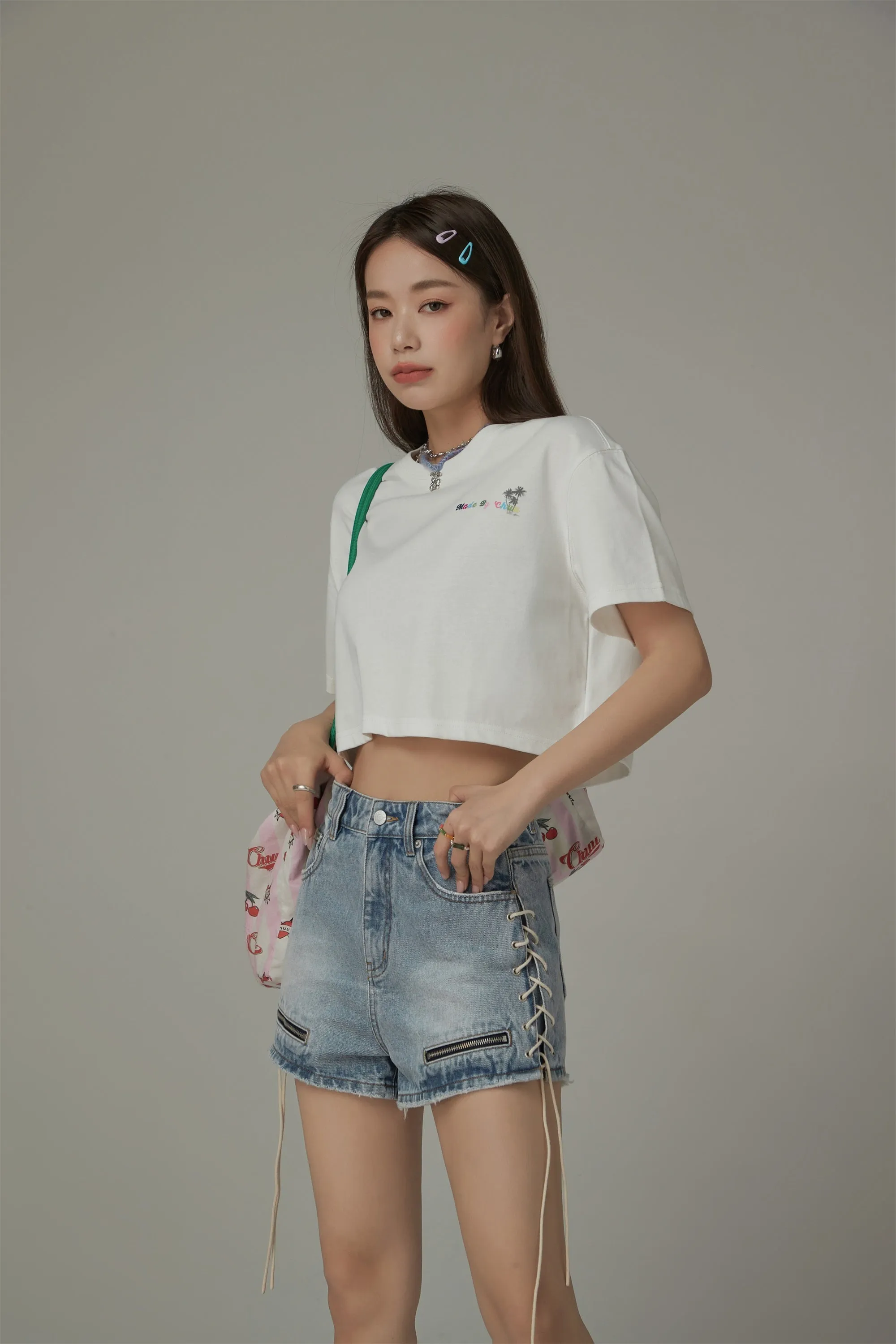 Colored By Chuu Printed Logo Cropped T-Shirt