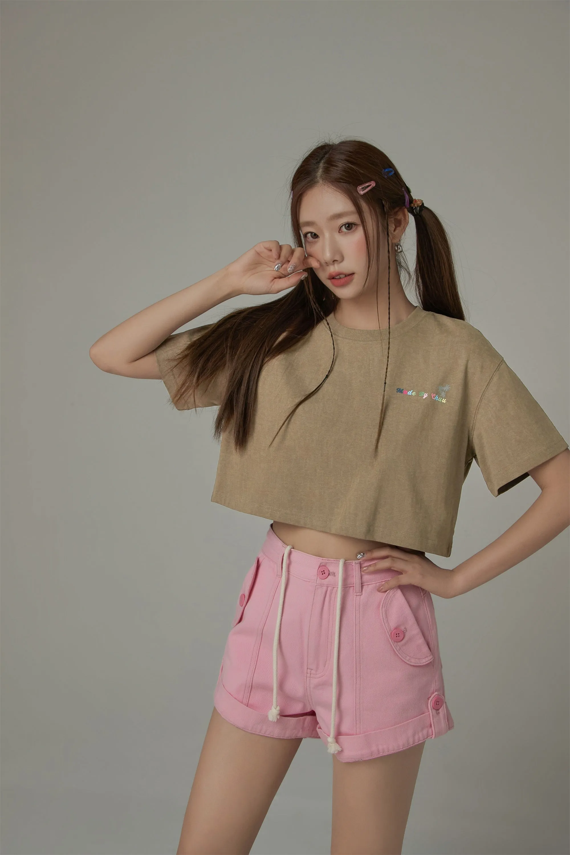 Colored By Chuu Printed Logo Cropped T-Shirt