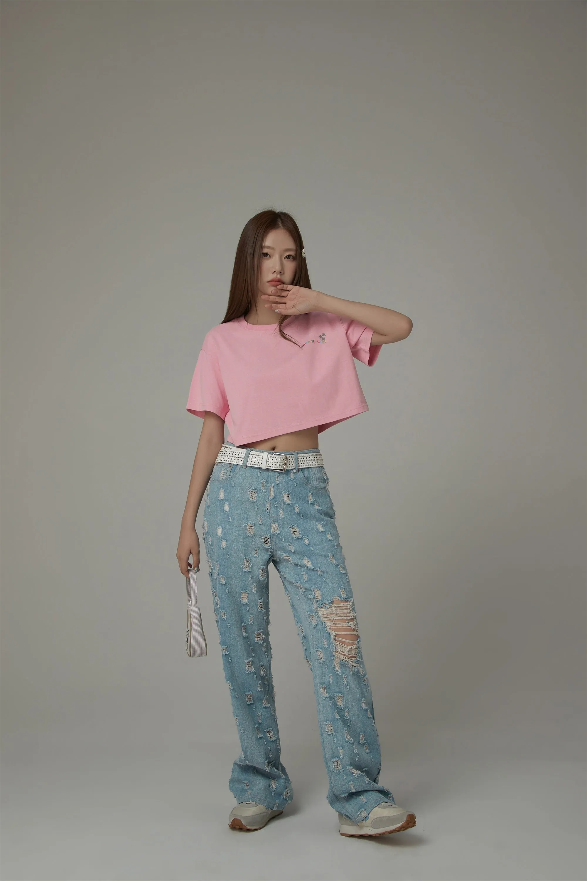 Colored By Chuu Printed Logo Cropped T-Shirt