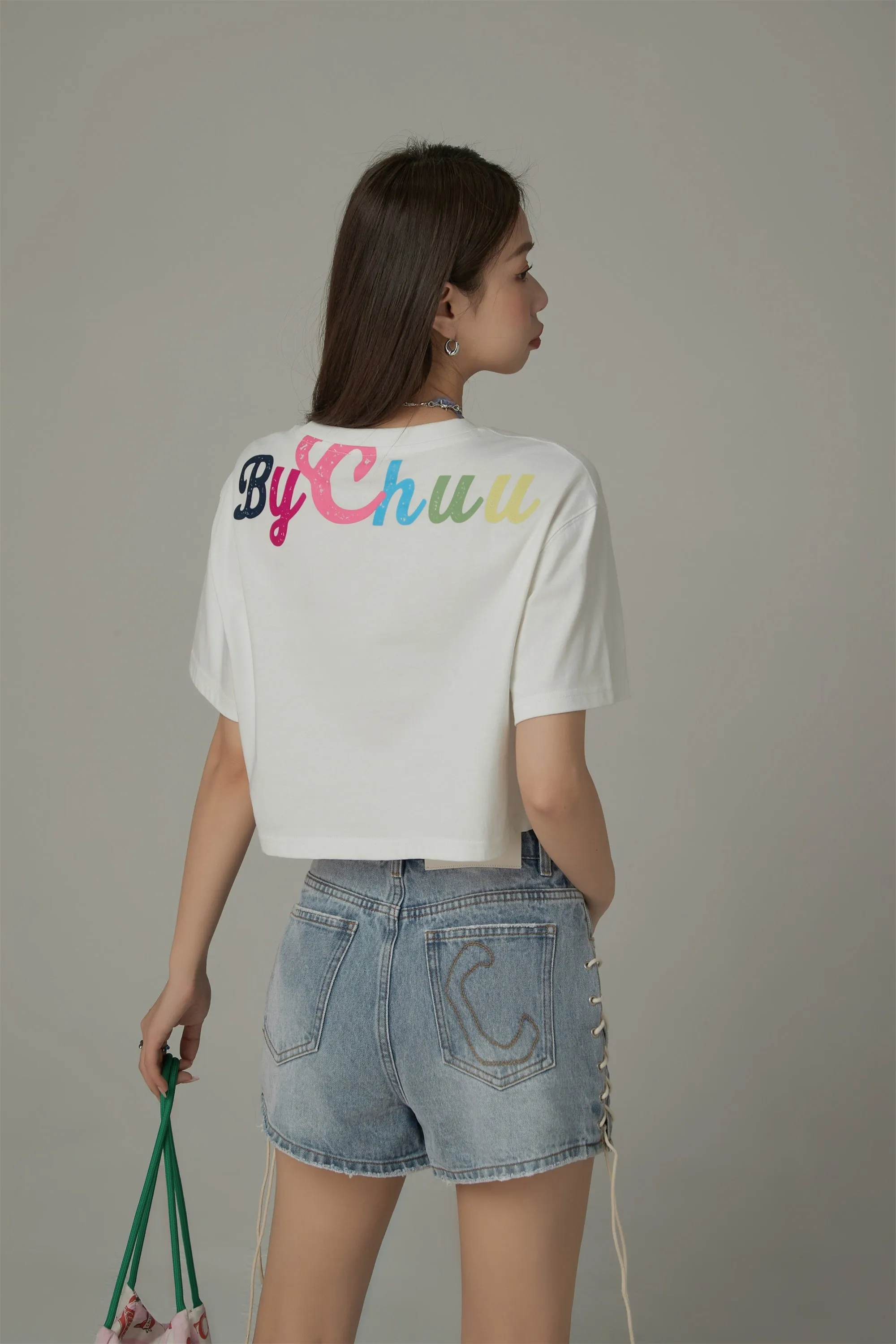 Colored By Chuu Printed Logo Cropped T-Shirt