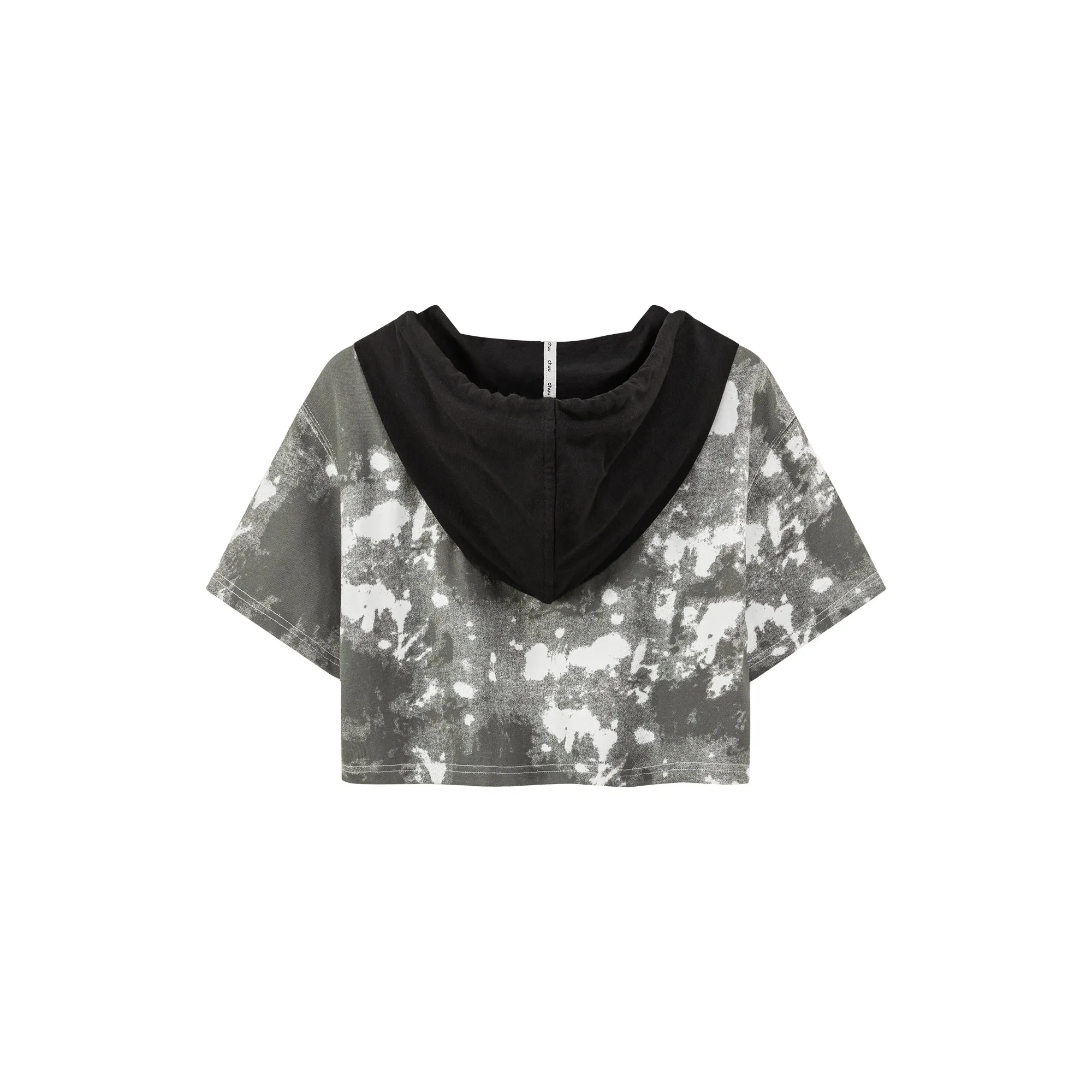 Contrast Cropped Hooded T-Shirt