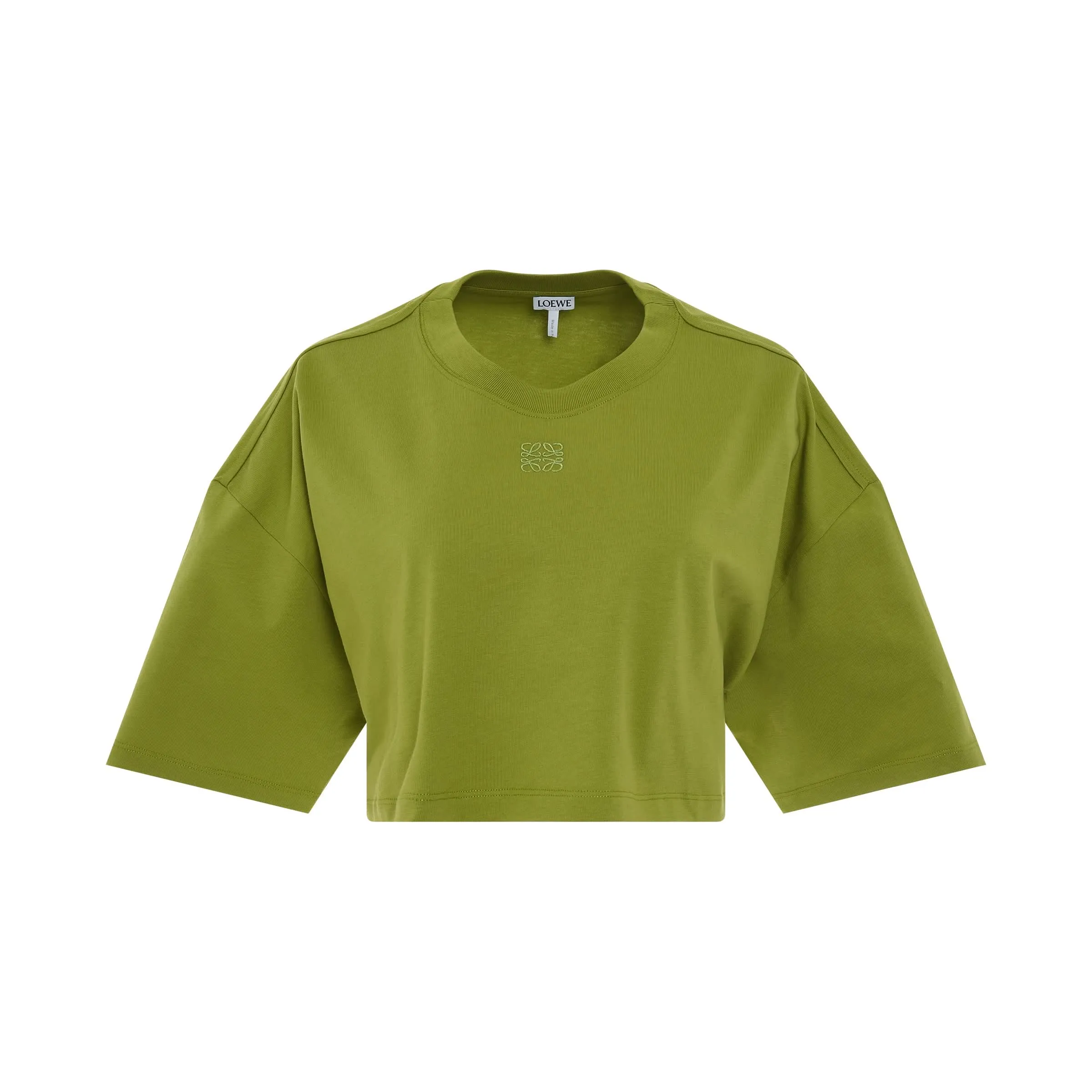 Cropped Anagram T-Shirt in Green Bean