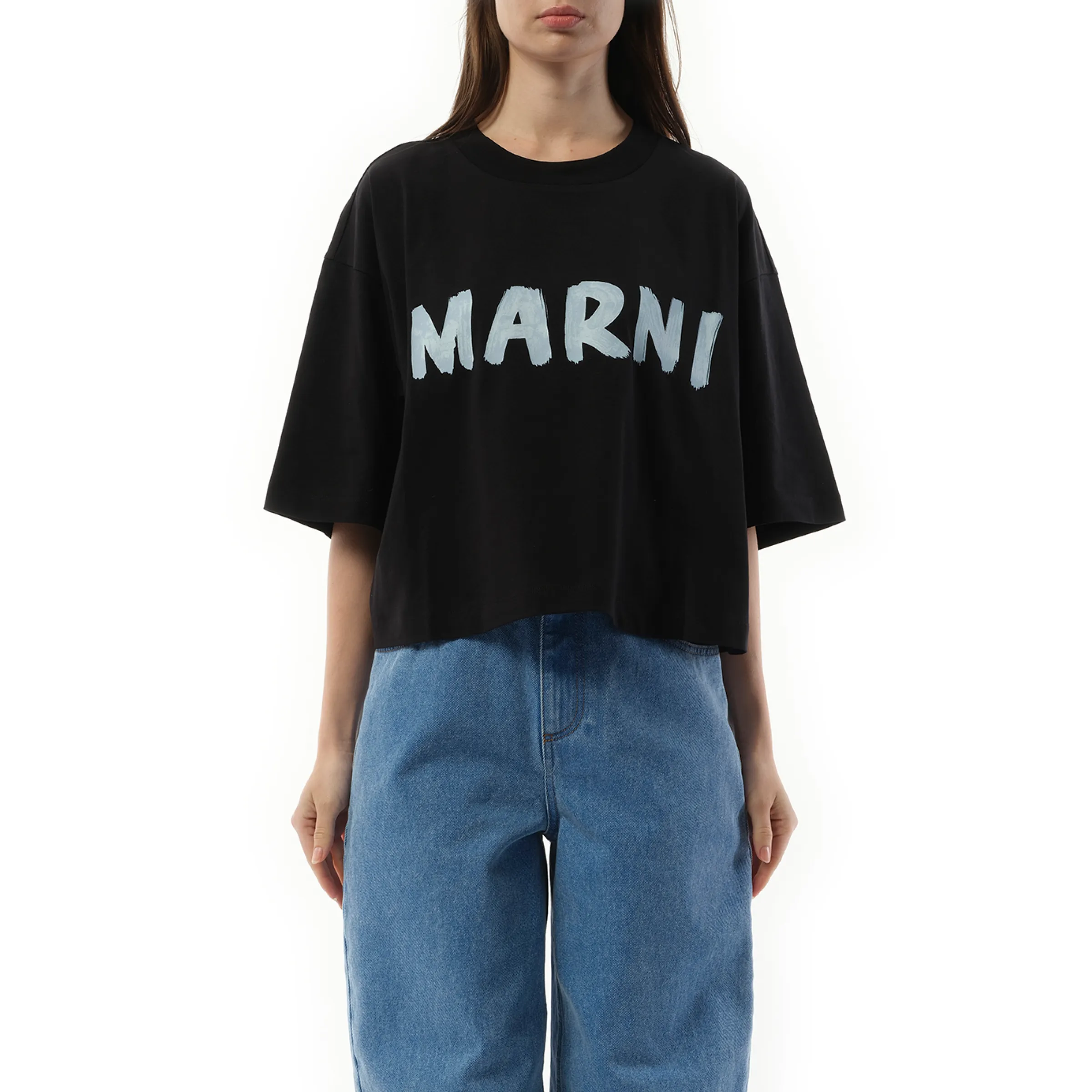 Cropped Logo T-Shirt in Black