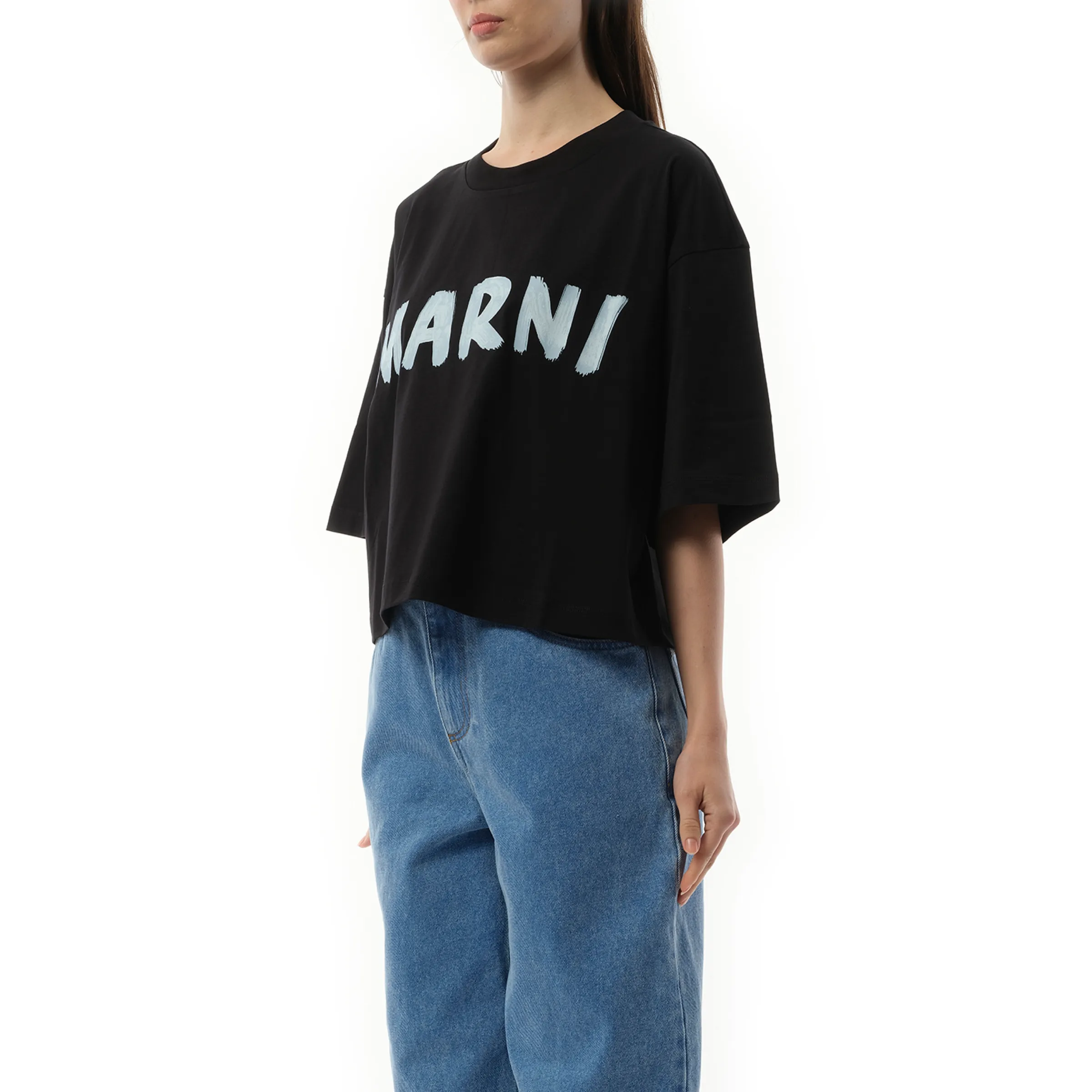 Cropped Logo T-Shirt in Black