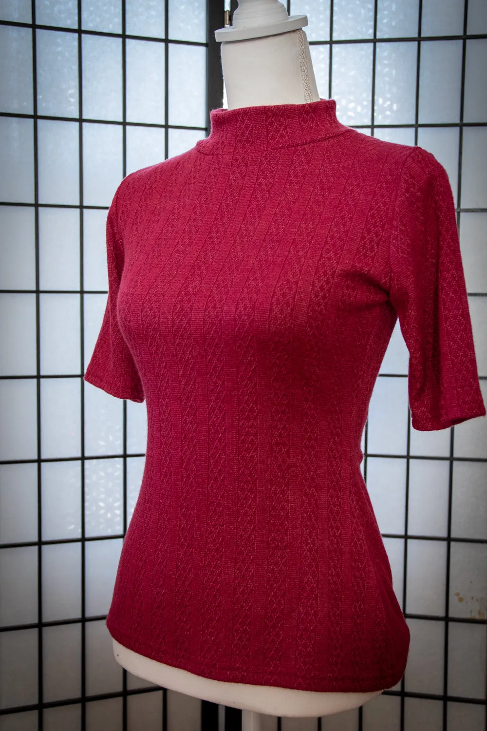 Denise Top - Pointelle Sweater, Merlot