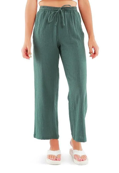 drawstring casual lounge wide pants