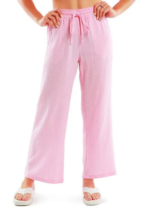 drawstring casual lounge wide pants