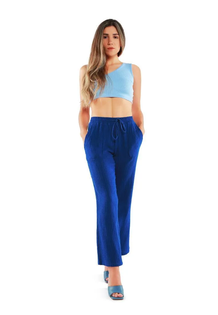 drawstring casual lounge wide pants