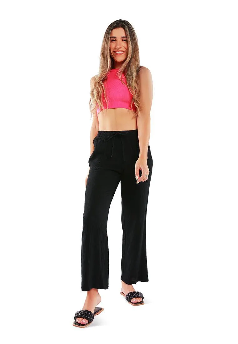 drawstring casual lounge wide pants